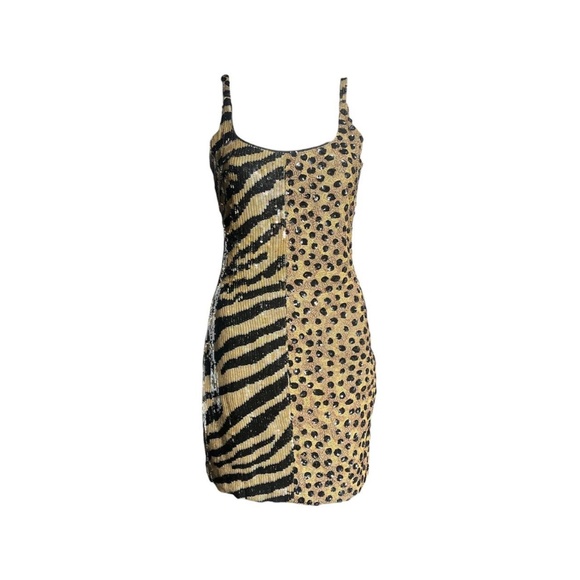1980’s Vintage Sequin Half Zebra And Cheetah Mini Dress As Seen On Fran Fine in - Picture 7 of 8
